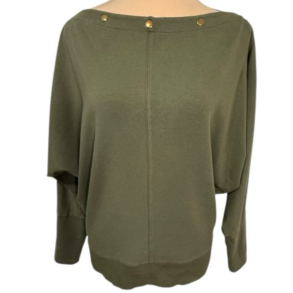 Stella & Dot The Weekend Slouchy Snap Top in Olive Green Size Medium